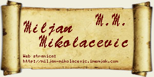 Miljan Mikolačević vizit kartica